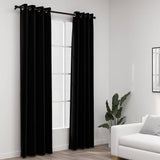 Cortinas Vidaxl Lino Mirando Ojos condenatorios 2 ST 140X245 CM NEGRO