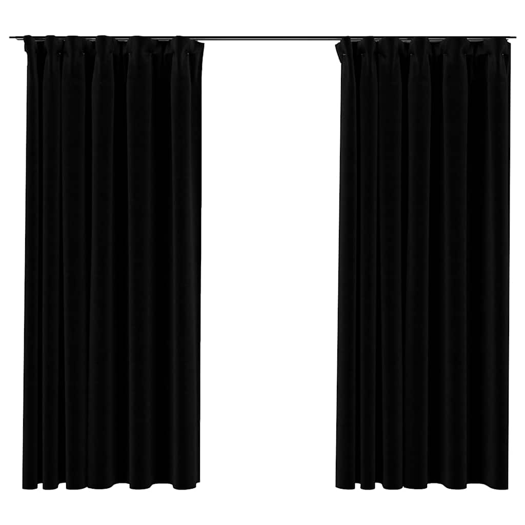 Tende vidaxl lino look ganci dannosi 2 st 140x175 cm nero