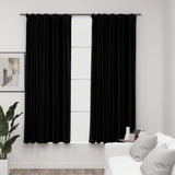 Tende vidaxl lino look ganci dannosi 2 st 140x175 cm nero