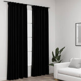 Vidaxl Vorhänge Leinen -Look Blackout Haken 2 ST 140x225 cm Schwarz