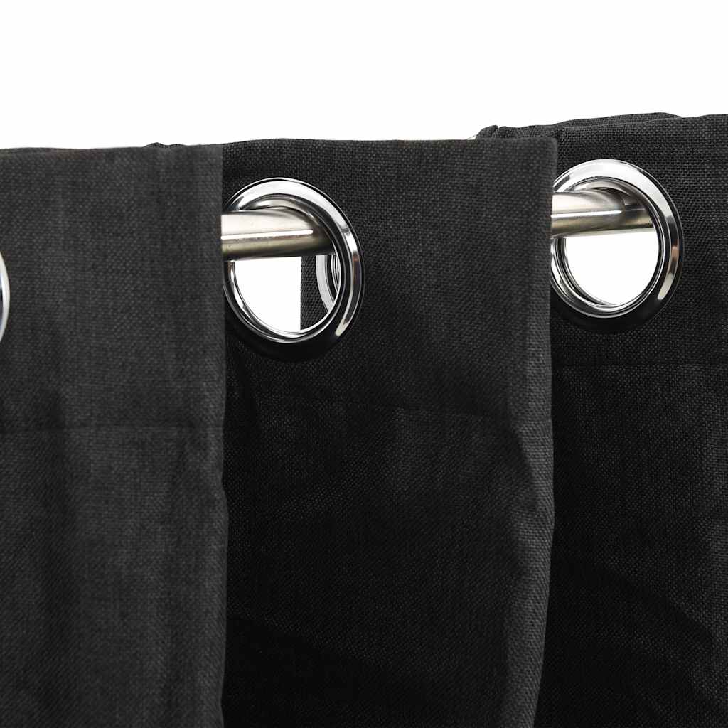 Vidaxl curtains linen look blackout 2 pcs 140x175 cm anthracite