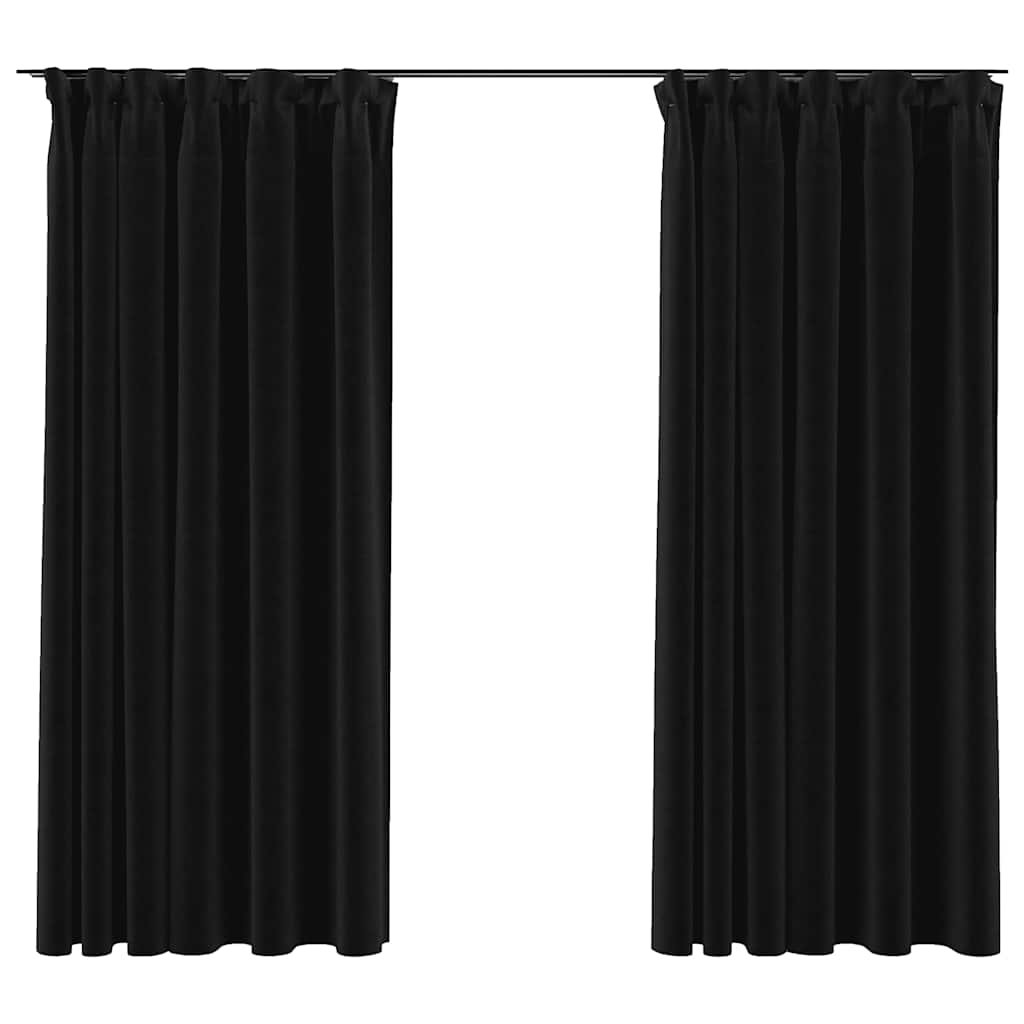 Vidaxl rideaux de lin accrocheur 2 ST 140x175 cm anthracite