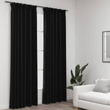 Vidaxl rideaux de lin accablé 2 ST 140x225 cm anthracite