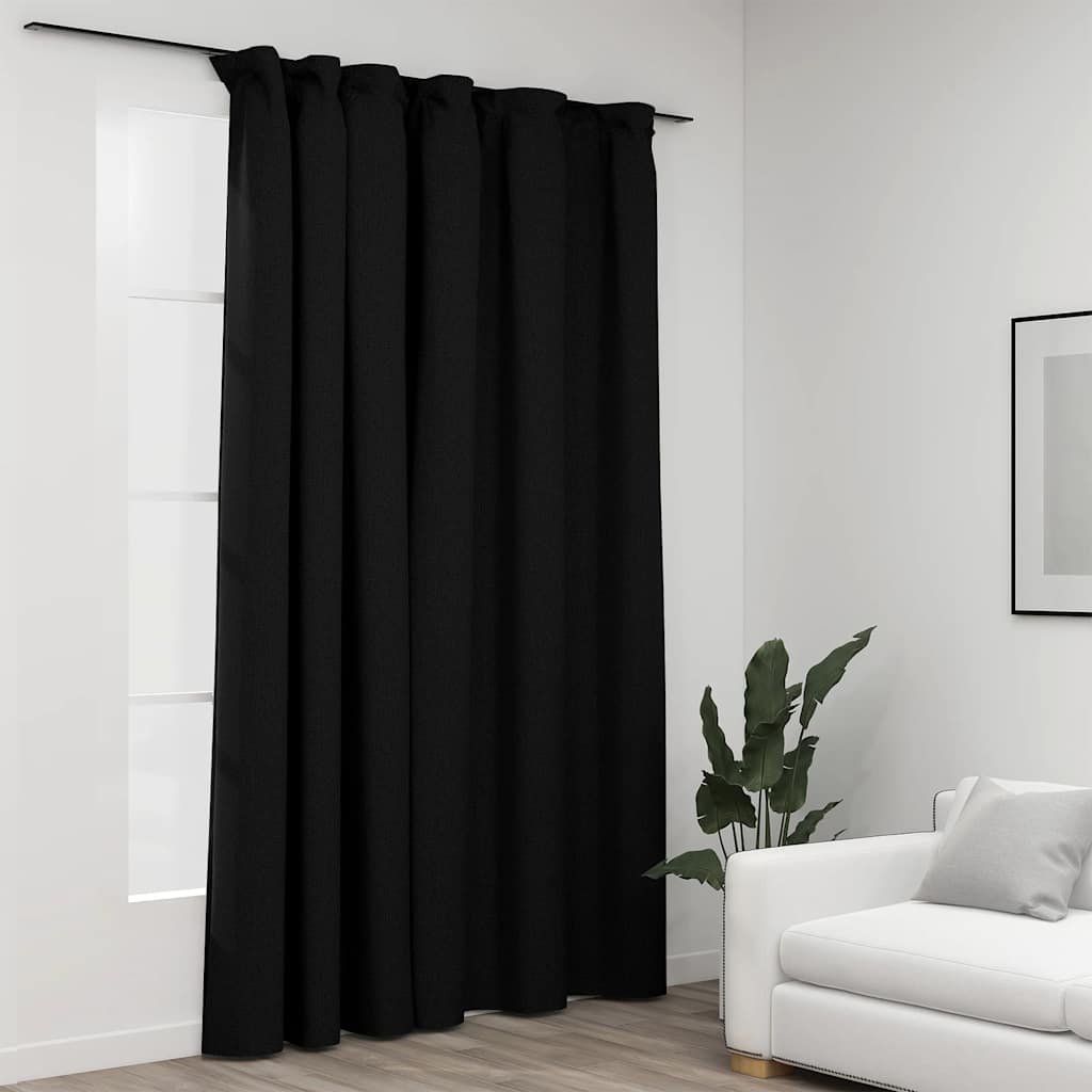 Vidaxl Curtain Linen Look Damning Haken 290x245 cm Anthracite