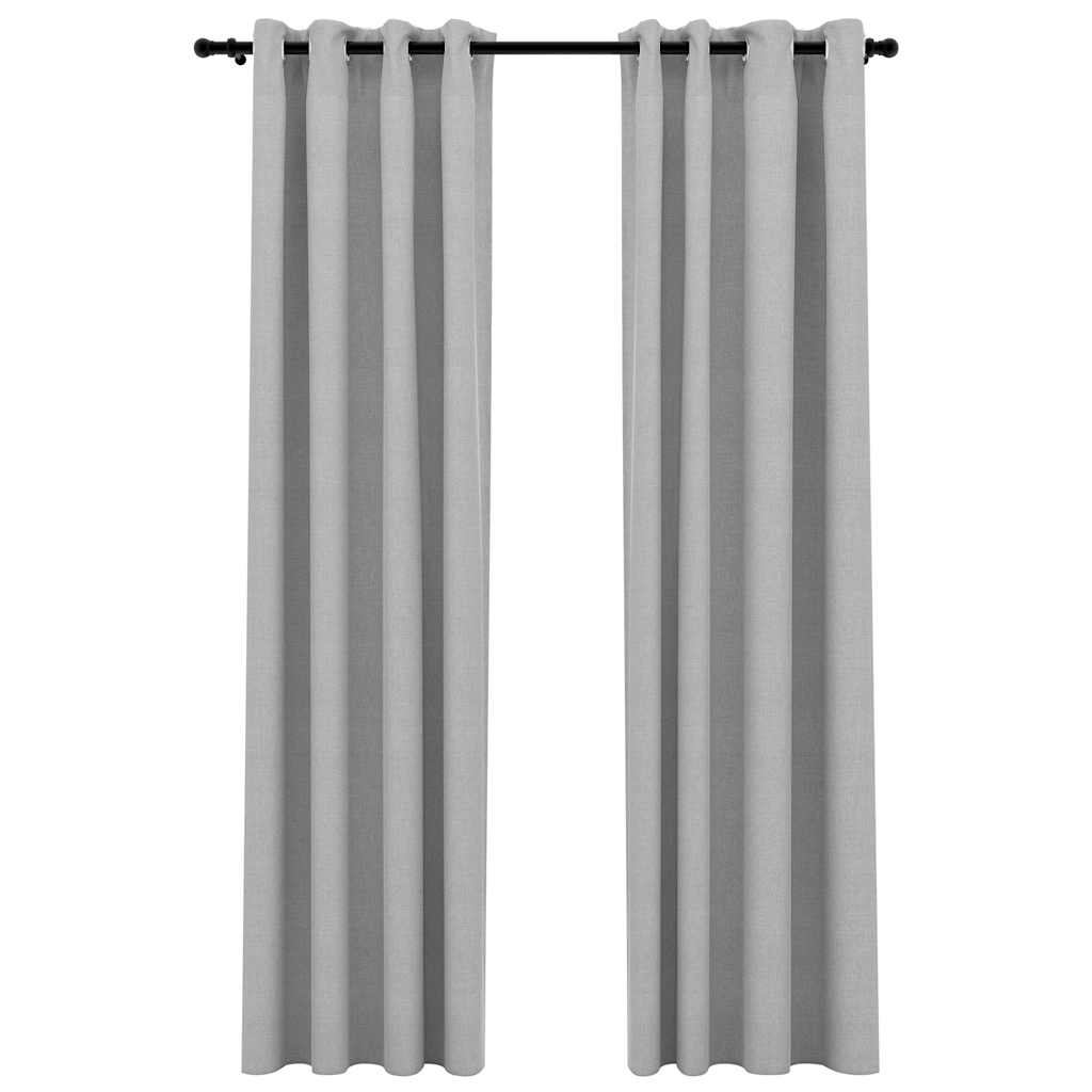 Tende vidaxl lino look occhi dannosi 2 st 140x225 cm grigio