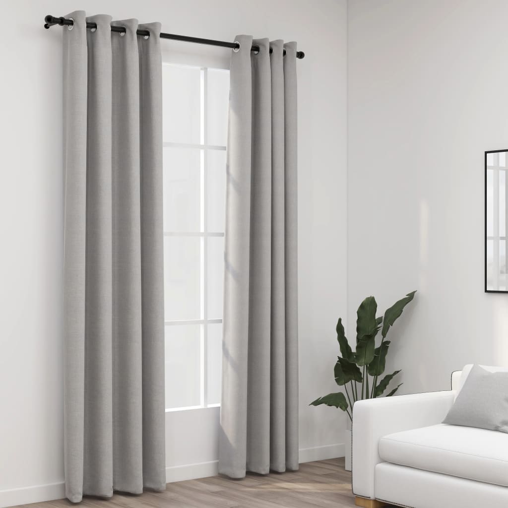 Vidaxl rideaux en lin look accablant les yeux 2 st 140x225 cm gris