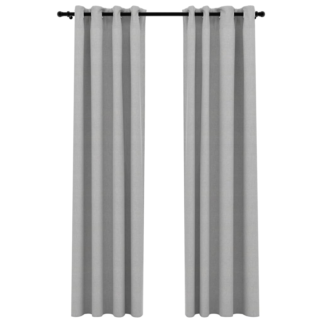 Vidaxl rideaux en lin Look accablant les yeux 2 ST 140x245 cm Gray