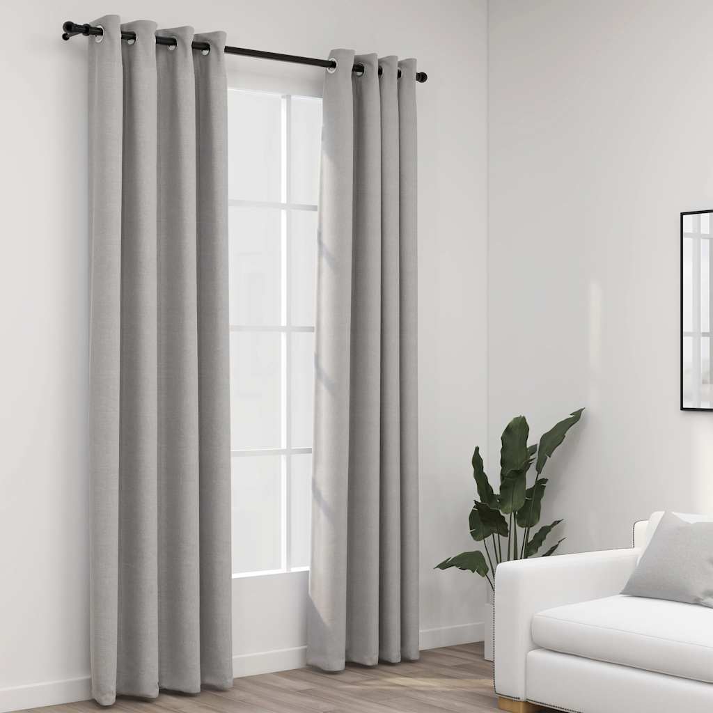 Tende vidaxl lino look occhi dannosi 2 st 140x245 cm grigio