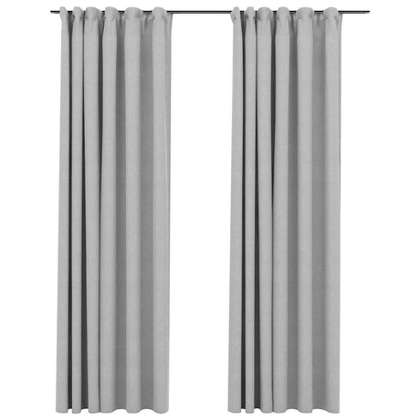Vidaxl gordijnen linnen-look verduisterend haken 2 st 140x225 cm grijs