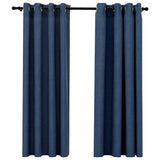 Vidaxl rideaux lin looks accablants 2 st 140x175 cm bleu