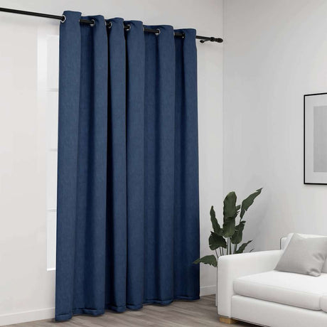 Vidaxl gordijn linnen-look verduisterend met ogen 290x245 cm blauw