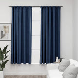 Cortinas Vidaxl Lino Mirando ganchos condenatorios 2 ST 140X175 CM AZUL