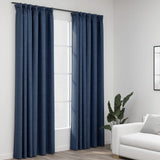 VidaXL curtains linen-look blackout hooks 2 st 140x225 cm blue