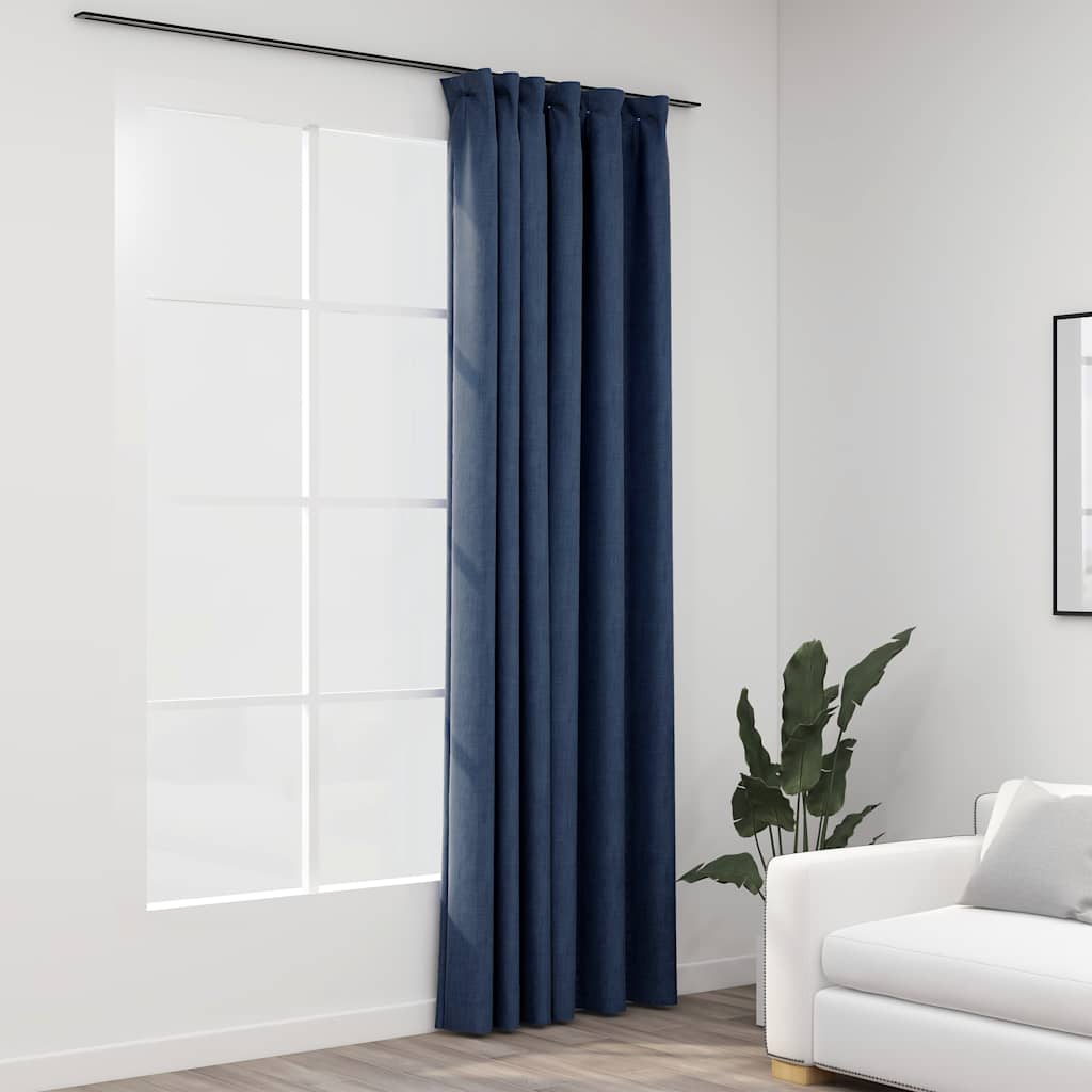 Vidaxl Cortina Lino Mira condenatoria con ganchos 290x245 cm azul