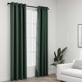 Vidaxl gordijnen linnen-look verduisterend ogen 2 st 140x225 cm groen
