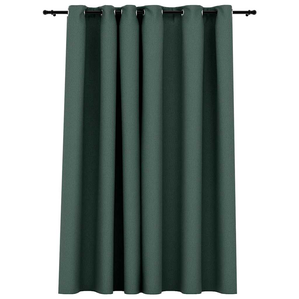 Vidaxl Curtain Linen Look Damning With Eyes 290x245 Cm Green