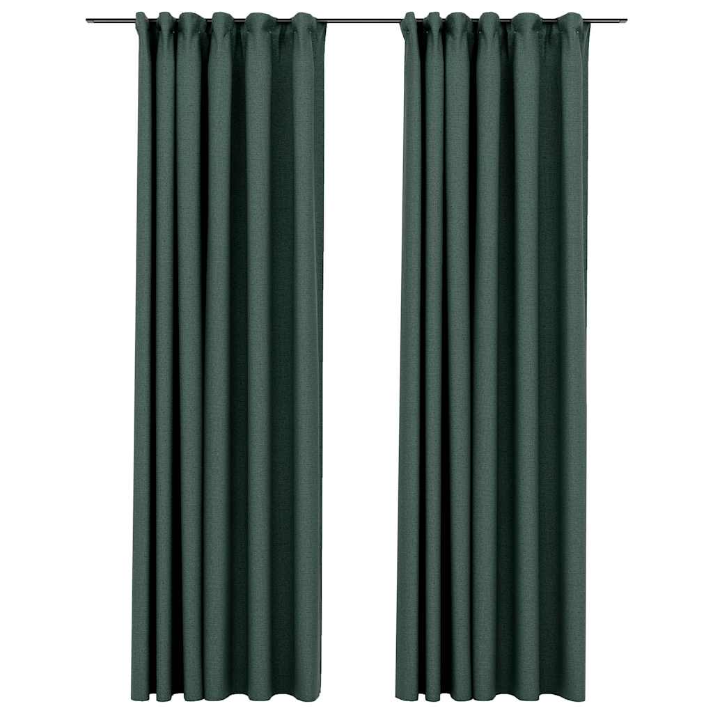 VidaXL Curtains Linen Look Damning hooks 2 st 140x225 cm green