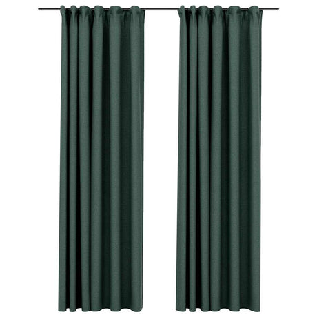 Vidaxl gordijnen linnen-look verduisterend haken 2 st 140x245 cm groen