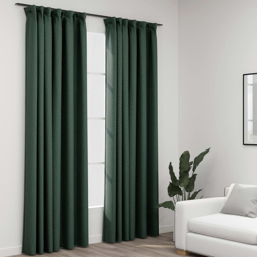 Cortinas de Vidaxl Lino Look Belegios de apagón 2 ST 140X245 CM Green