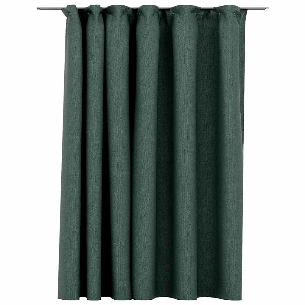 Vidaxl gordijn linnen-look verduisterend met haken 290x245 cm groen