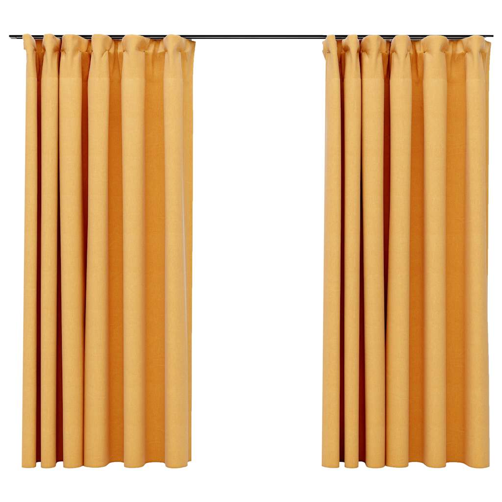 Cortinas de Vidaxl Lino Look Belegios de apagón 2 ST 140X175 CM Amarillo