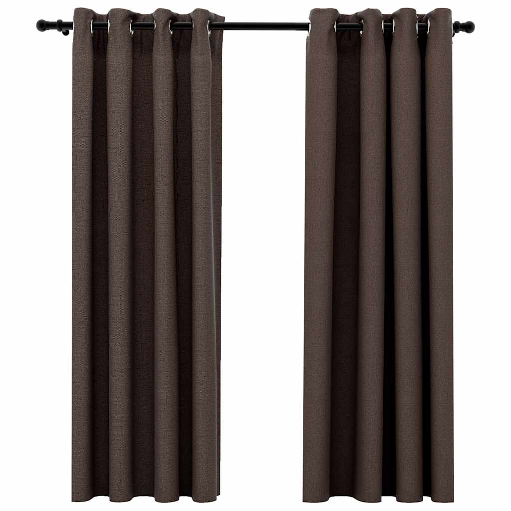 Zasłony vidaxl lniane patrząc potępiające oczy 2 st 140x175 cm taupe