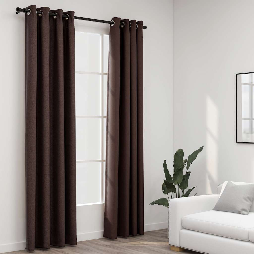 Vidaxl gardiner linne ser fördömande ögon 2 st 140x245 cm taupe