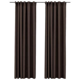 Vidaxl gordijnen linnen-look verduisterend haken 2 st 140x245 cm taupe