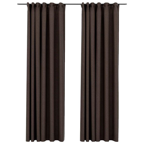 Vidaxl gordijnen linnen-look verduisterend haken 2 st 140x245 cm taupe
