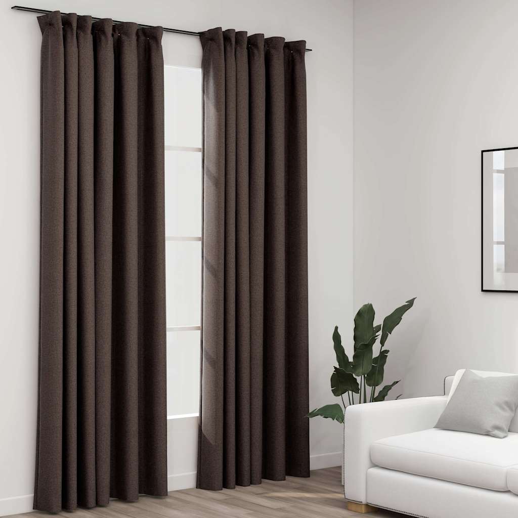 Cortinas Vidaxl Lino Mirando ganchos condenatorios 2 ST 140X245 CM Taupe