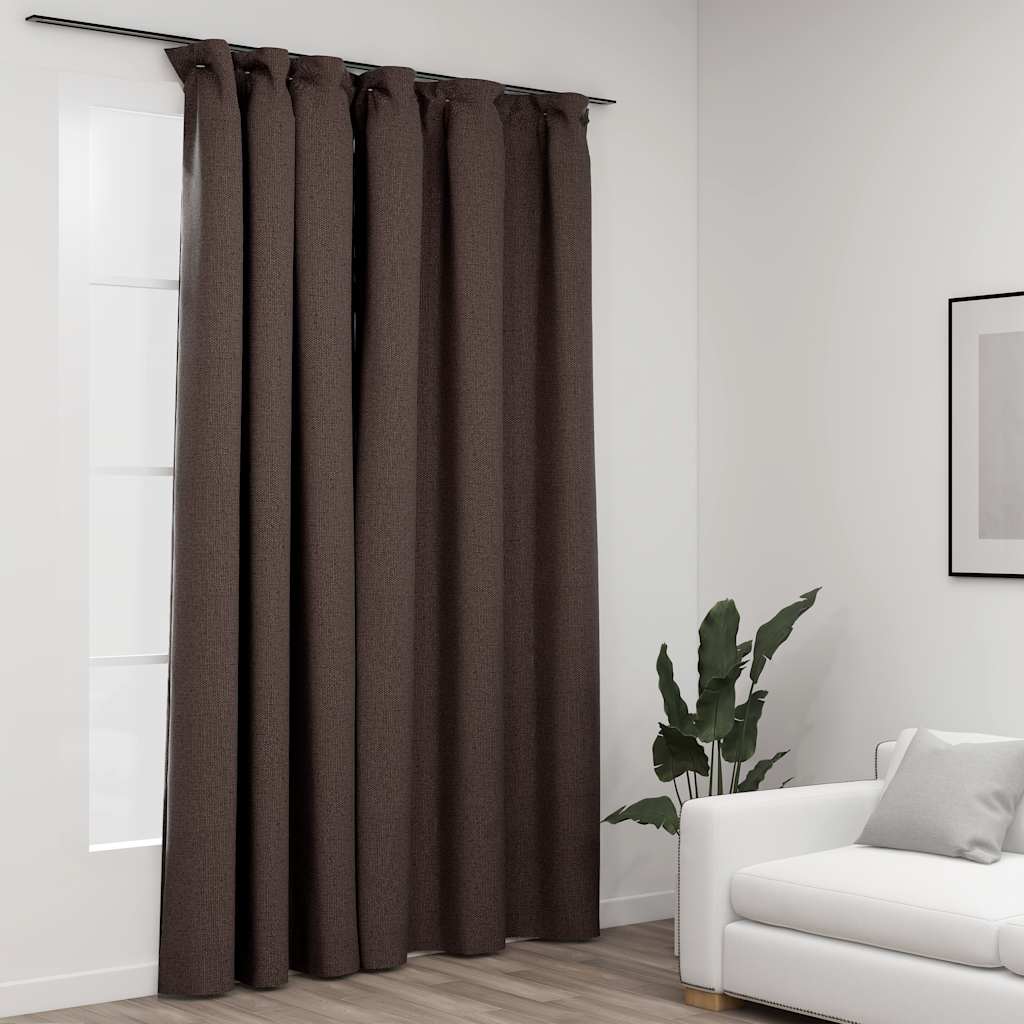 Vidaxl Curtain -Leinen sehen mit Haken 290x245 cm Taupe verdammt aus