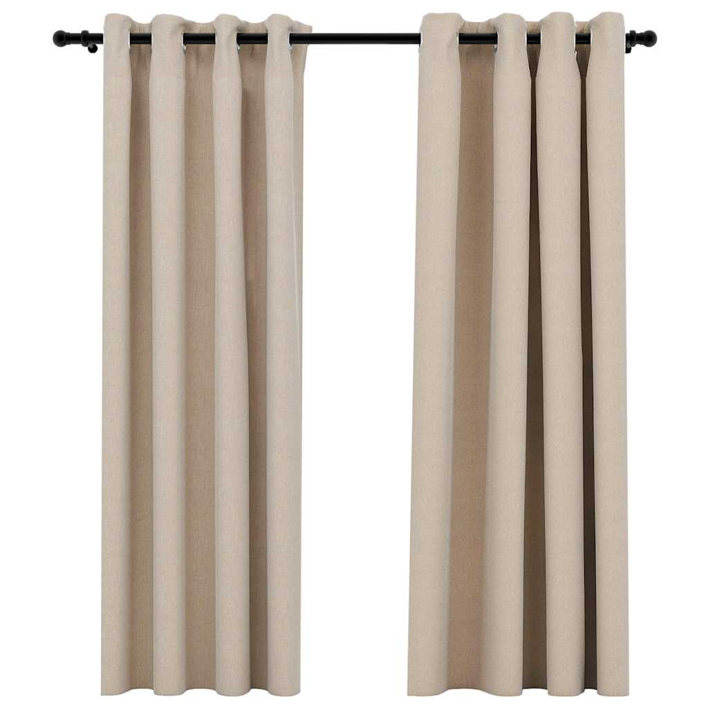 Vidaxl gardiner lin ser forbannende øyne 2 st 140x175 cm beige