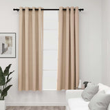 Vidaxl gordijnen linnen-look verduisterend ogen 2 st 140x175 cm beige