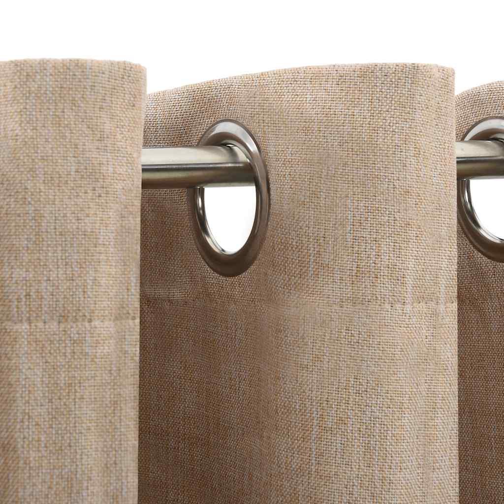 Vidaxl gardiner linned look damende øjne 2 st 140x225 cm beige