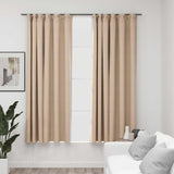 VidaXL curtains linen-look blackout hooks 2 st 140x175 cm beige