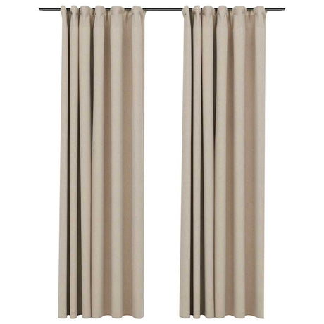 Vidaxl gordijnen linnen-look verduisterend haken 2 st 140x225 cm beige