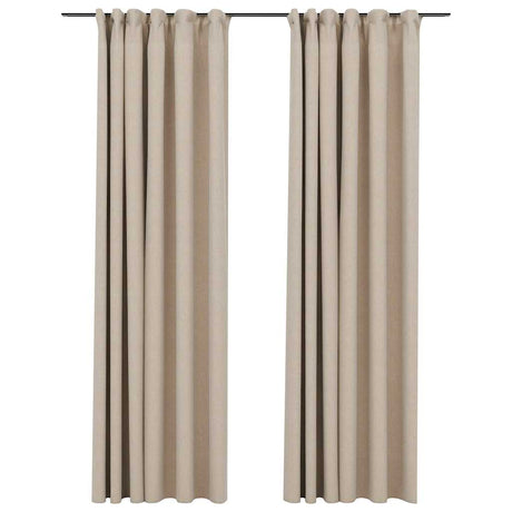 Vidaxl gordijnen linnen-look verduisterend haken 2 st 140x225 cm beige