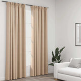 Vidaxl Curtains Linen Lookning Hooks 2 ST 140x245 cm Beige