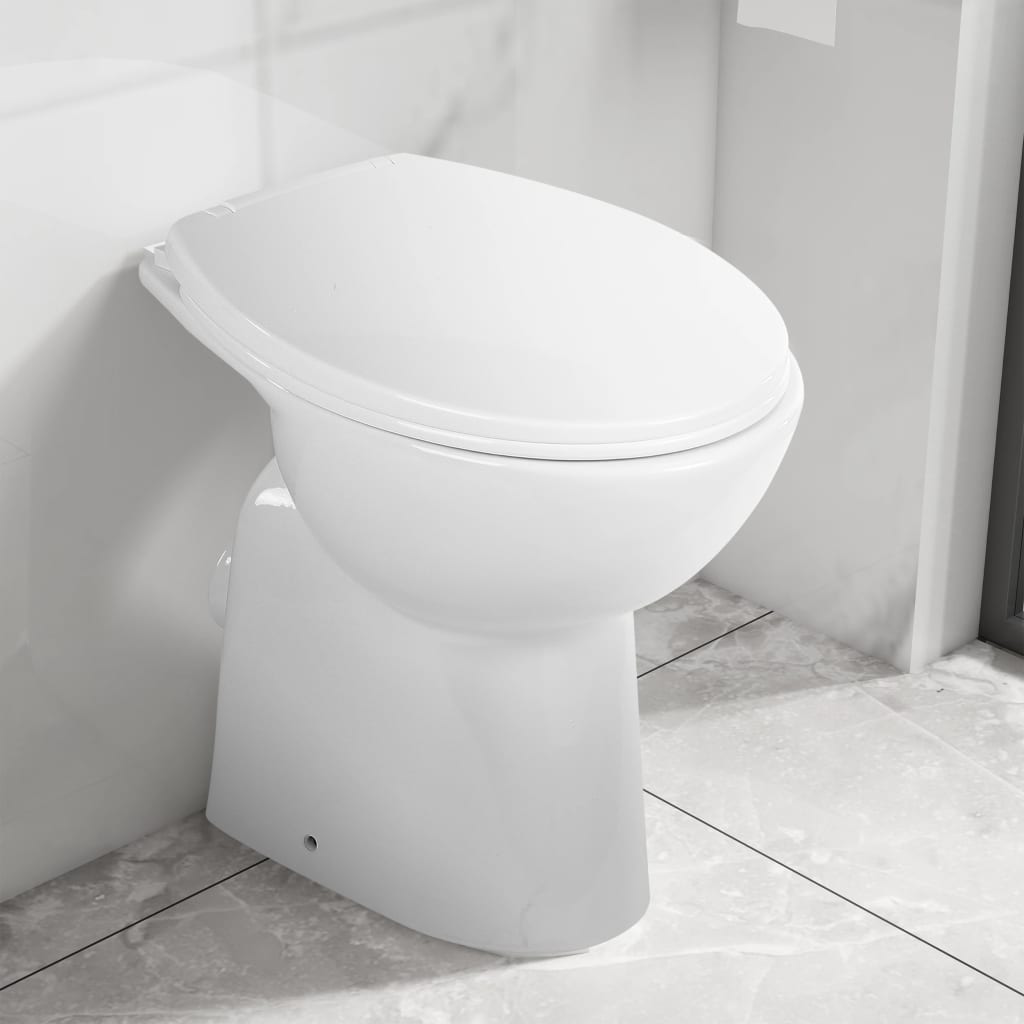 Toilettes vidaxl élevées de 7 cm en céramique de frontière à boutons doux blanc