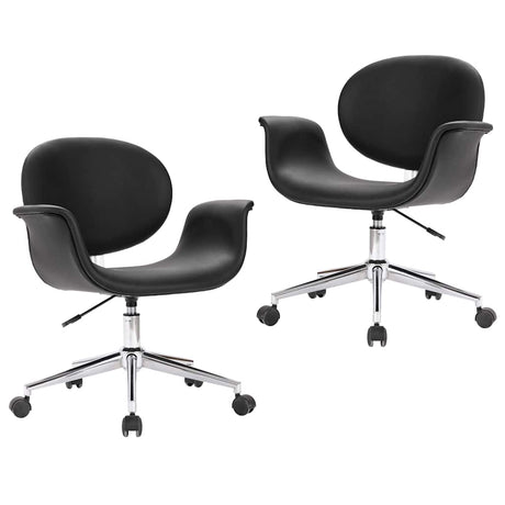 Vidaxl eetkamerstoelen draaibaar 2 st kunstleer zwart