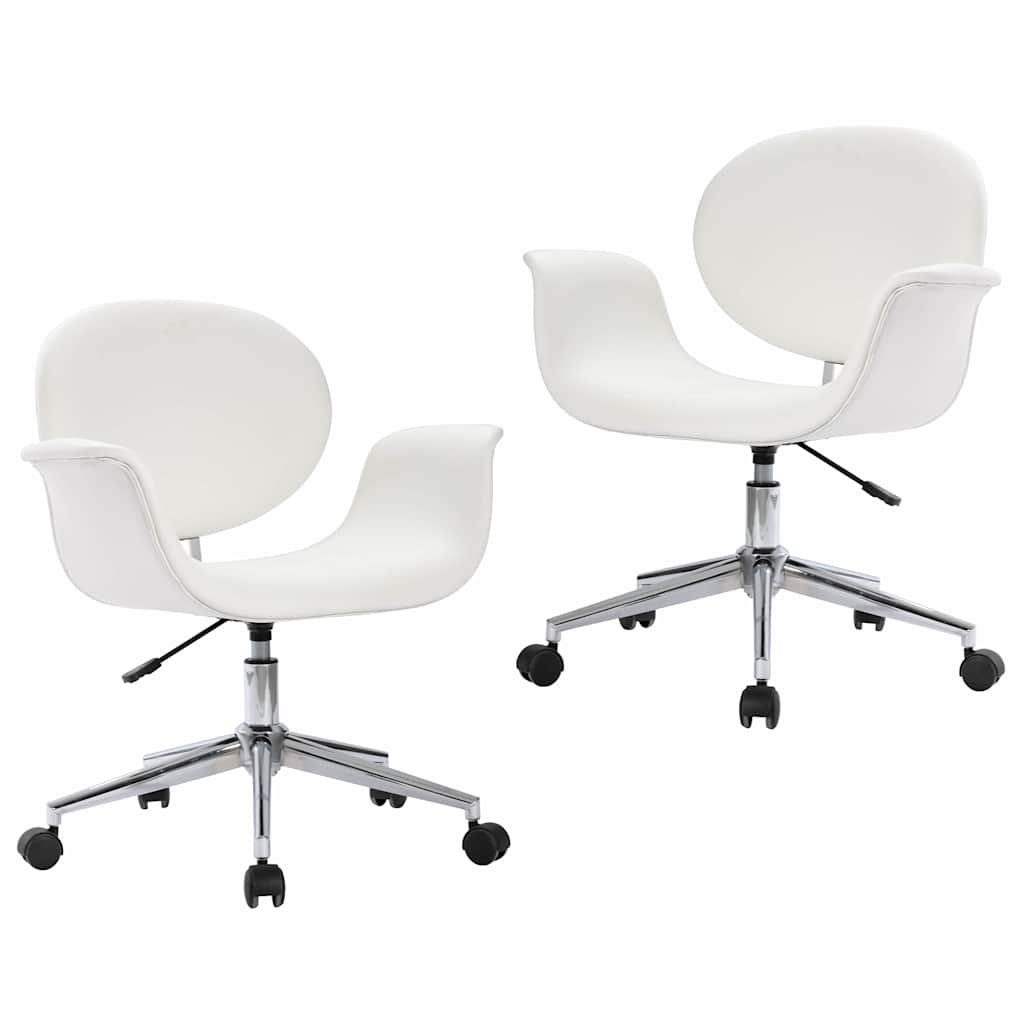 Vidaxl eetkamerstoelen draaibaar 2 st kunstleer wit