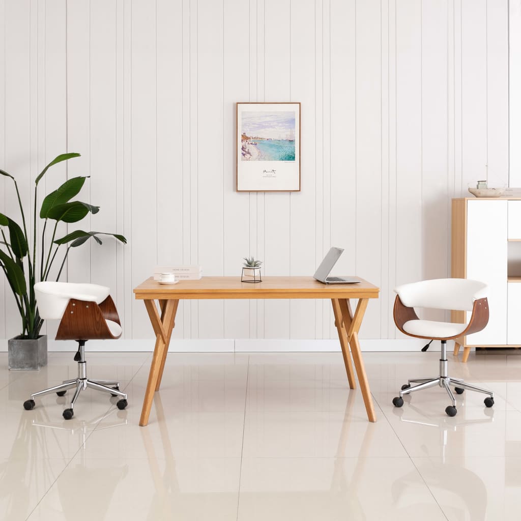 Vidaxl eetkamerstoelen draaibaar 2 st kunstleer wit