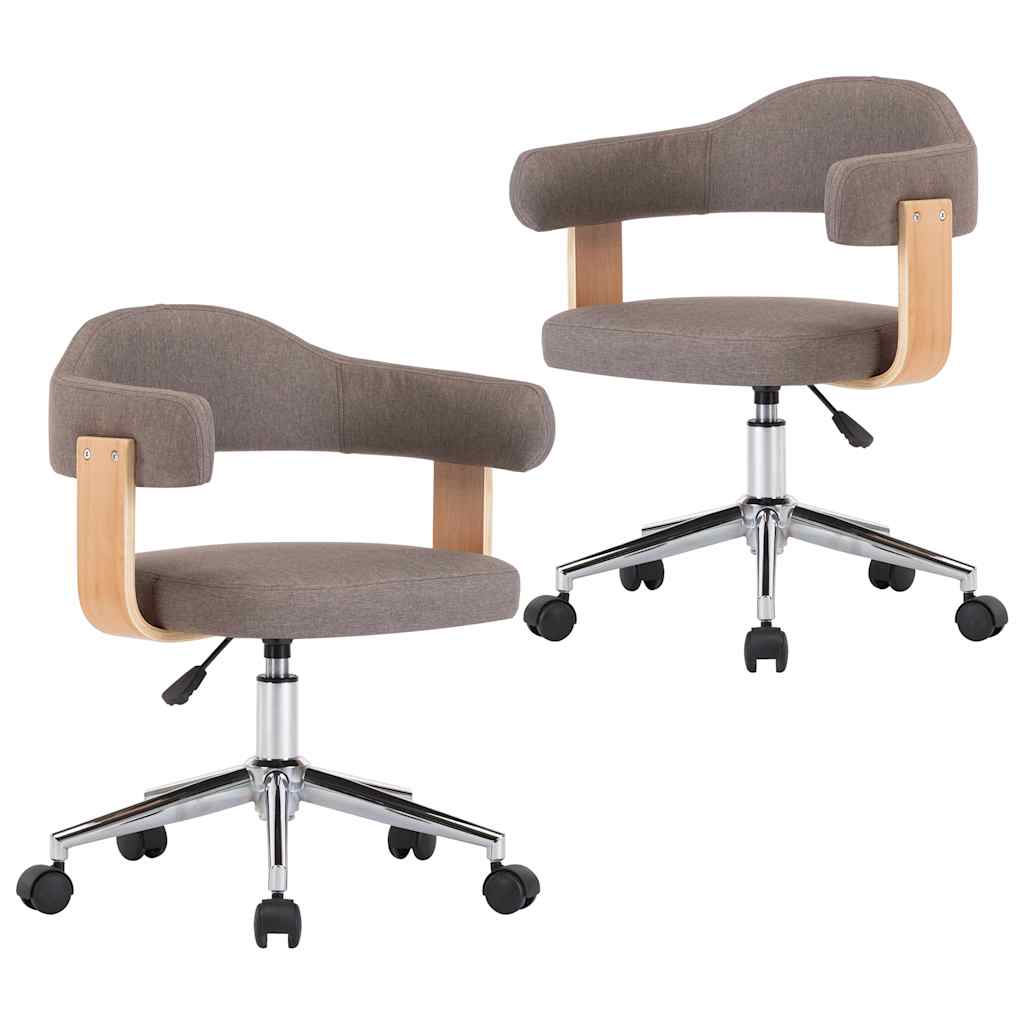 Vidaxl eetkamerstoelen draaibaar 2 st gebogen hout en stof taupe
