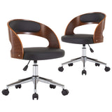 Vidaxl eetkamerstoelen draaibaar 2 st gebogen hout en kunstleer zwart