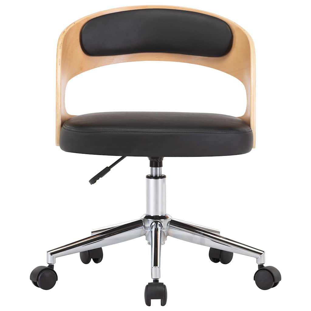 Vidaxl eetkamerstoelen draaibaar 2 st gebogen hout en kunstleer zwart