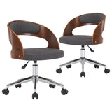 Vidaxl eetkamerstoelen 2 st draaibaar gebogen hout en stof grijs
