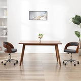 Vidaxl eetkamerstoelen 2 st draaibaar gebogen hout en stof grijs