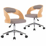 Vidaxl eetkamerstoelen draaibaar 2 st gebogen hout en stof taupe