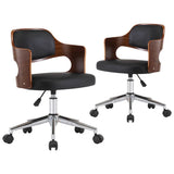Vidaxl eetkamerstoelen draaibaar 2 st gebogen hout en kunstleer zwart