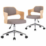 Vidaxl eetkamerstoelen draaibaar 2 st gebogen hout en stof taupe